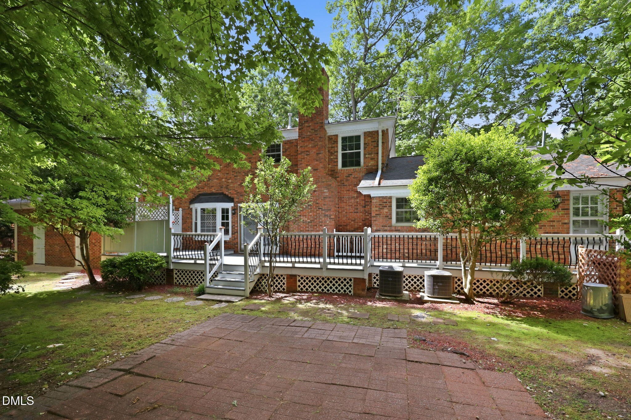 Outdoor living area and landscaped backyard